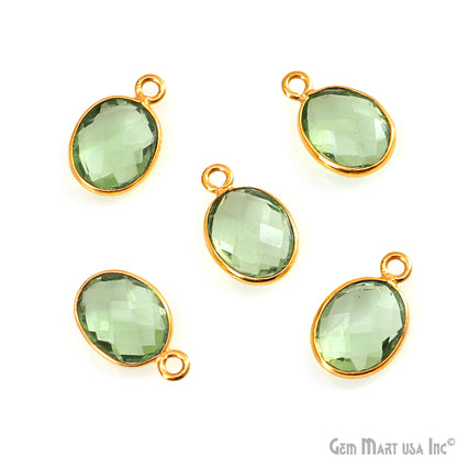 Green Amethyst 8x10mm Oval Single Bail Gold Bezel Gemstone Connector