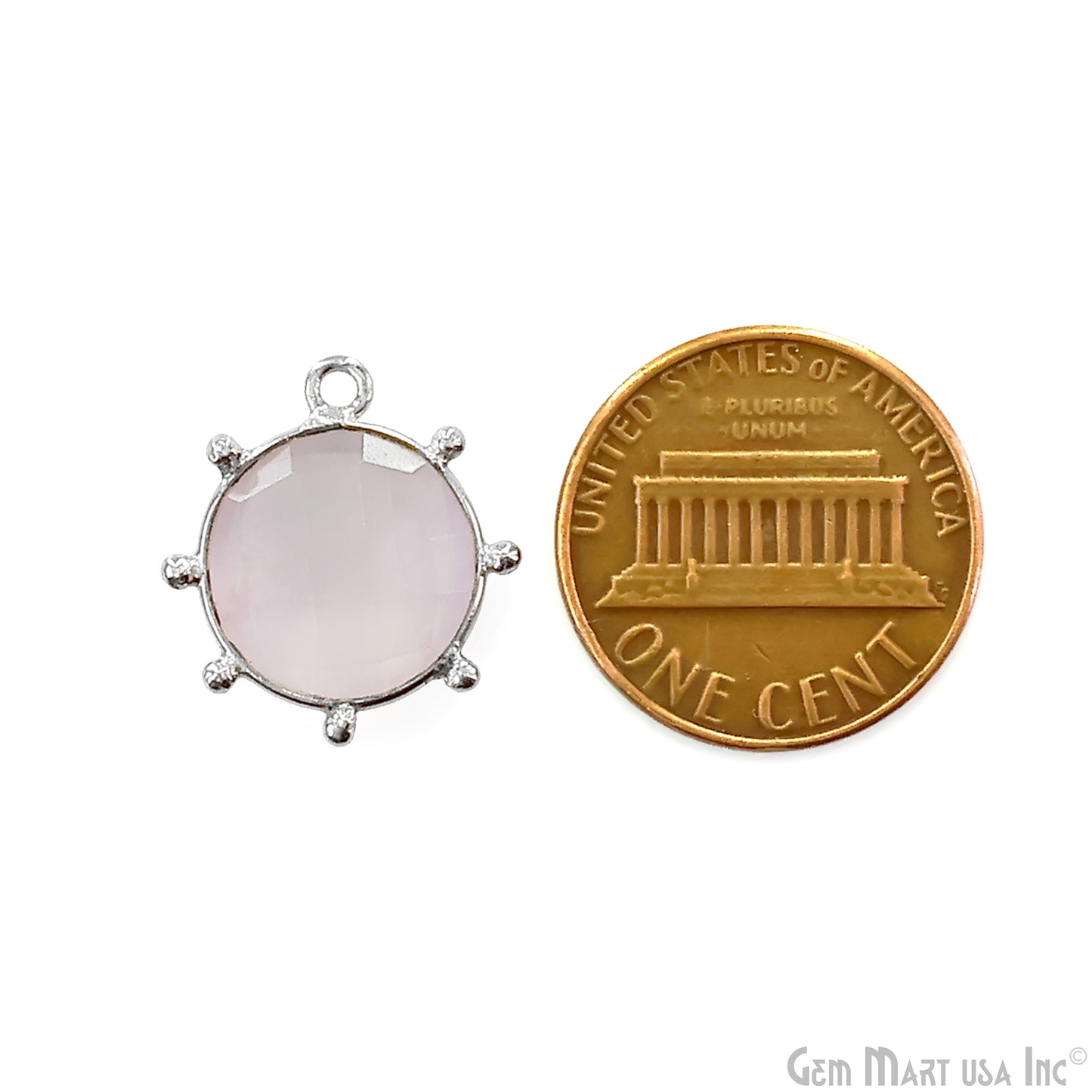 Round 17x15mm Design Bezel Silver Plated Single Bail Gemstone Connector