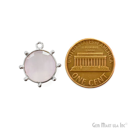 Round 17x15mm Design Bezel Silver Plated Single Bail Gemstone Connector
