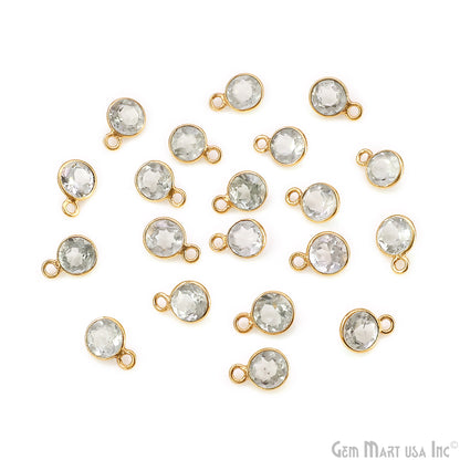 Round 7mm Brilliant Cut Gold Plated Bezel Single Bail Gemstone Connector