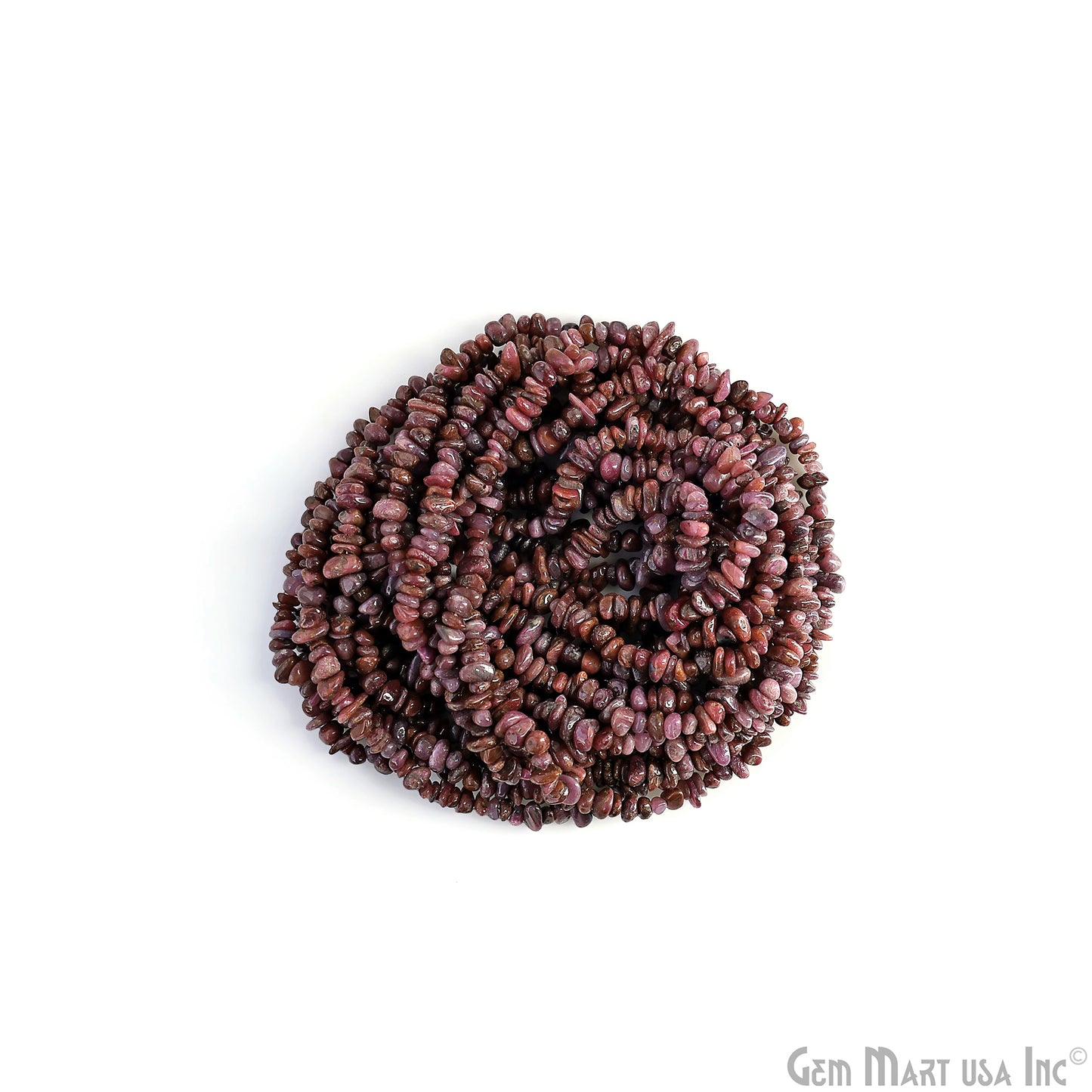 Ruby Chip Beads, 34 Inch, Natural Chip Strands, Drilled Strung Nugget Beads, 3-7mm, Polished, GemMartUSA (CHRB-70001)