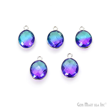 Doublet Aura Quartz 10x12mm Oval Single Bail Silver Bezel Connector