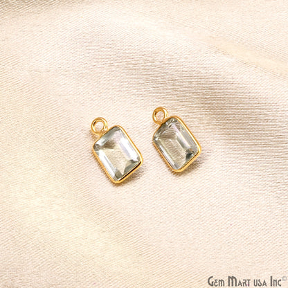 Green Amethyst Octagon 6x8mm Brilliant Cut Gold Plated Bezel Single Bail Gemstone Connector