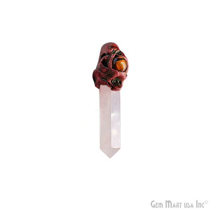 Rose Quartz with Tiger Eye Polymer Clay Crystal Pendant, Dowsing Clay Single Bail Pendant