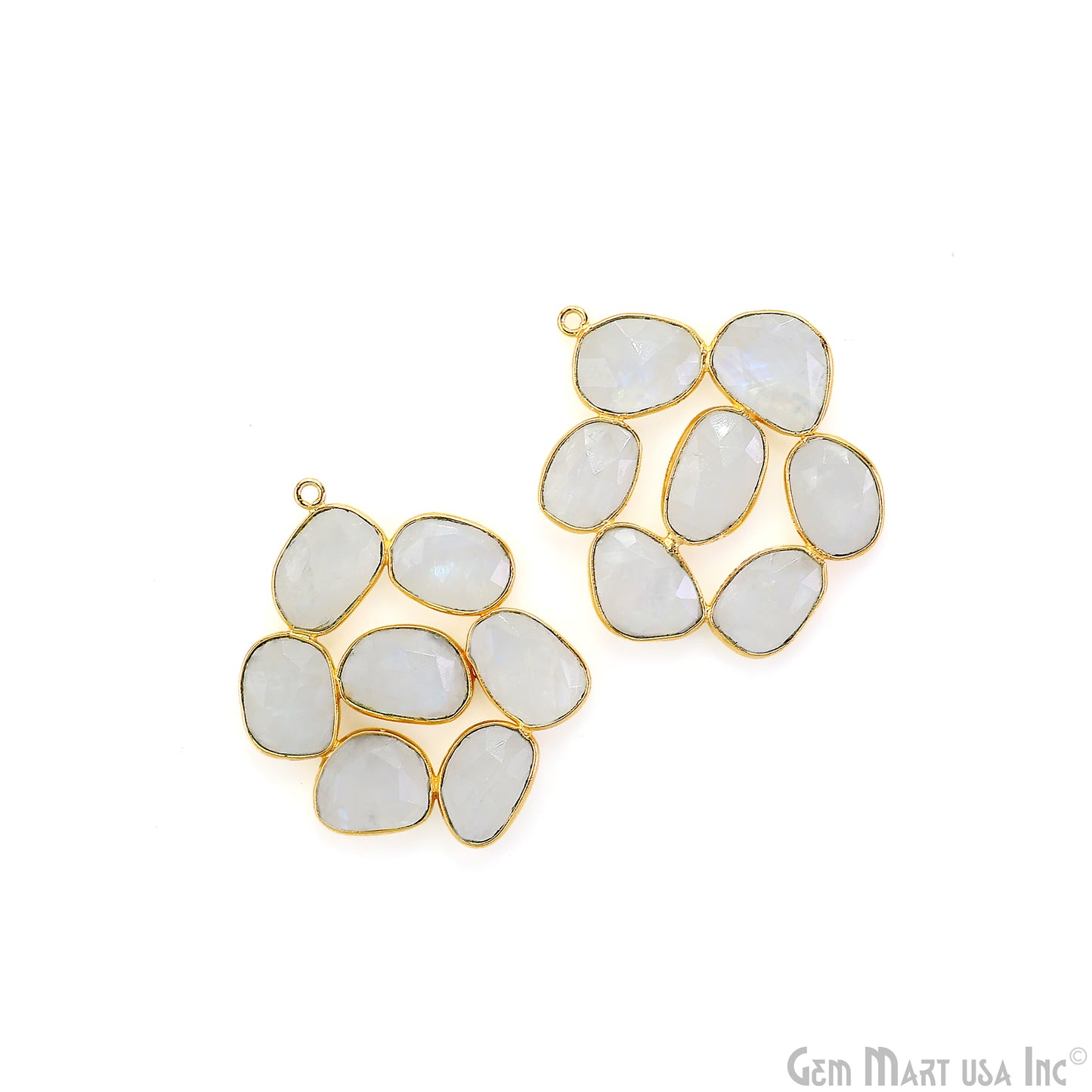 Rainbow Moonstone Gold Plated 37mm Dangle Finding Component