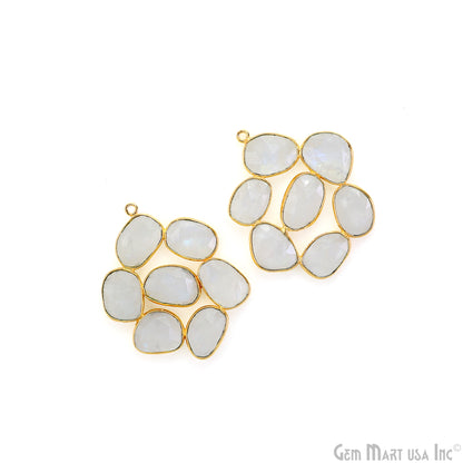Rainbow Moonstone Gold Plated 37mm Dangle Finding Component