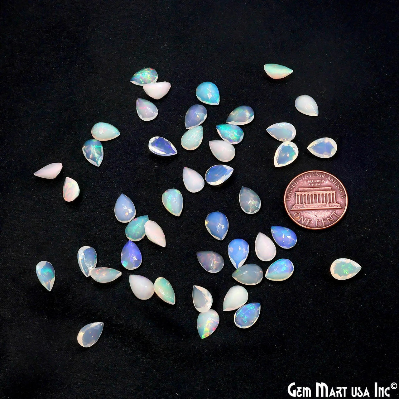 Ethiopian Opal Wholesale Gemstones, 100% Natural Precious Gems, Rainbow Faceted Loose Gems, 6x9mm, Pears, 4PC