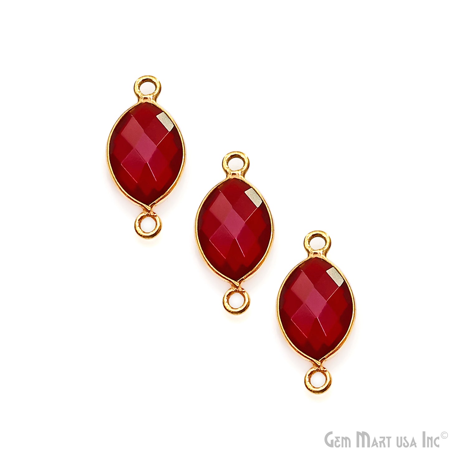 Garnet Marquise 8x12mm Double Bail Gold Bezel Connector