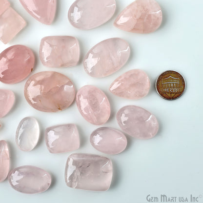 Rose Quartz Mix Shape Cabochon, Natural Rose Quartz, 1.5-2 Inch Pink Healing Crystal for Jewelry Making