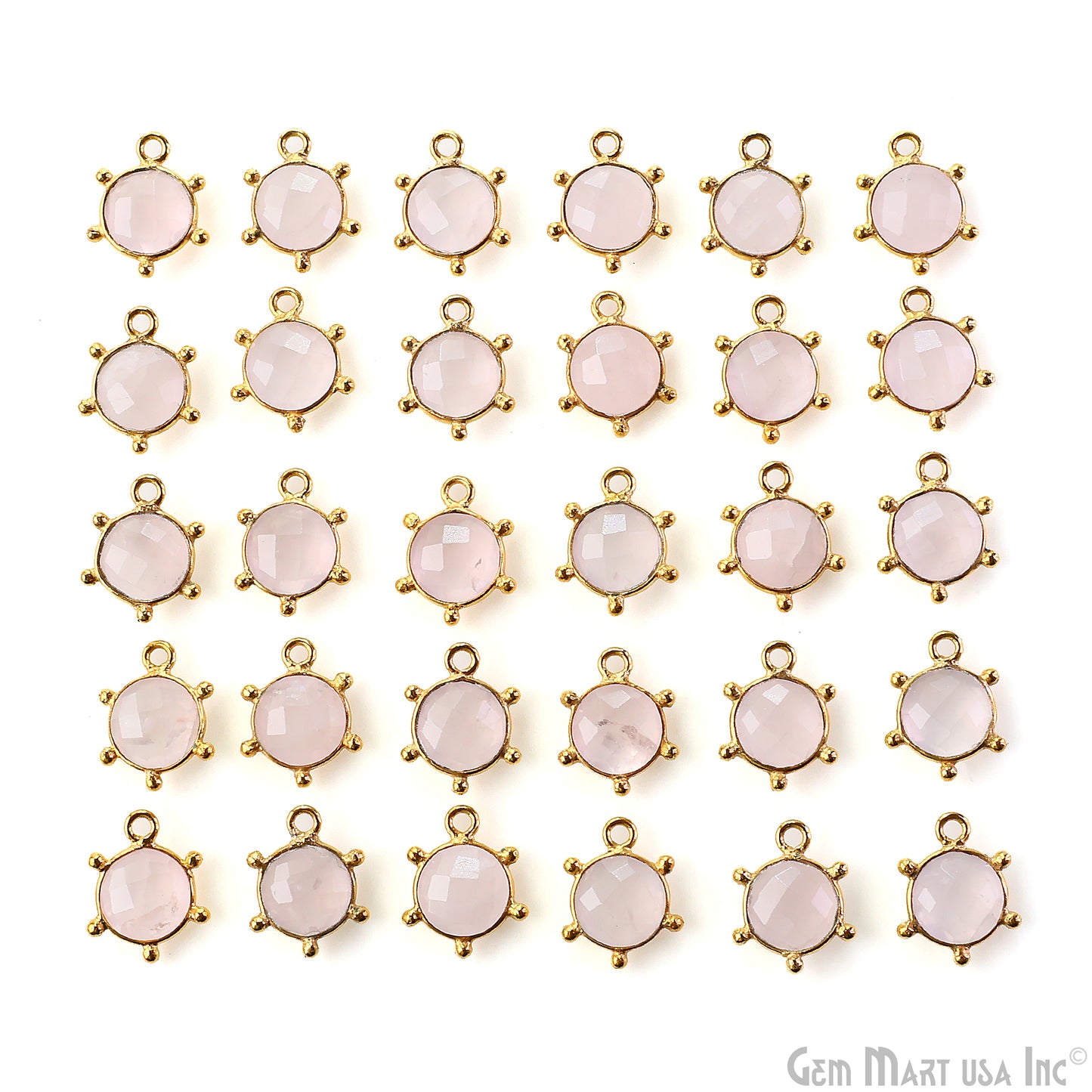 Round 13x11mm Design Bezel Gold Plated Single Bail Gemstone Connector