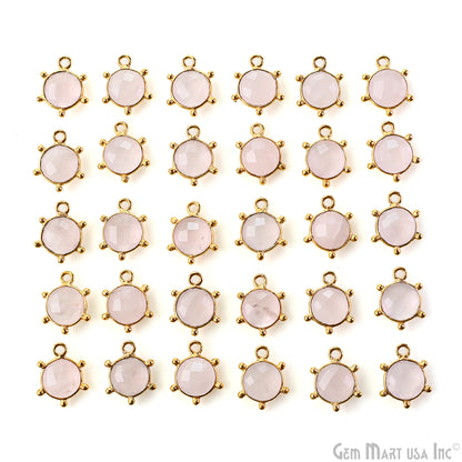 Round 13x11mm Design Bezel Gold Plated Single Bail Gemstone Connector