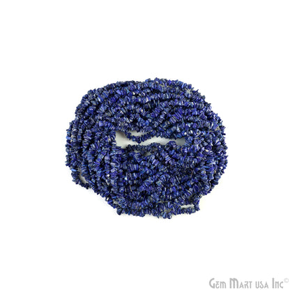 Lapis Chip Beads, 34 Inch, Natural Chip Strands, Drilled Strung Nugget Beads, 3-7mm, Polished, GemMartUSA (CHLP-70001)