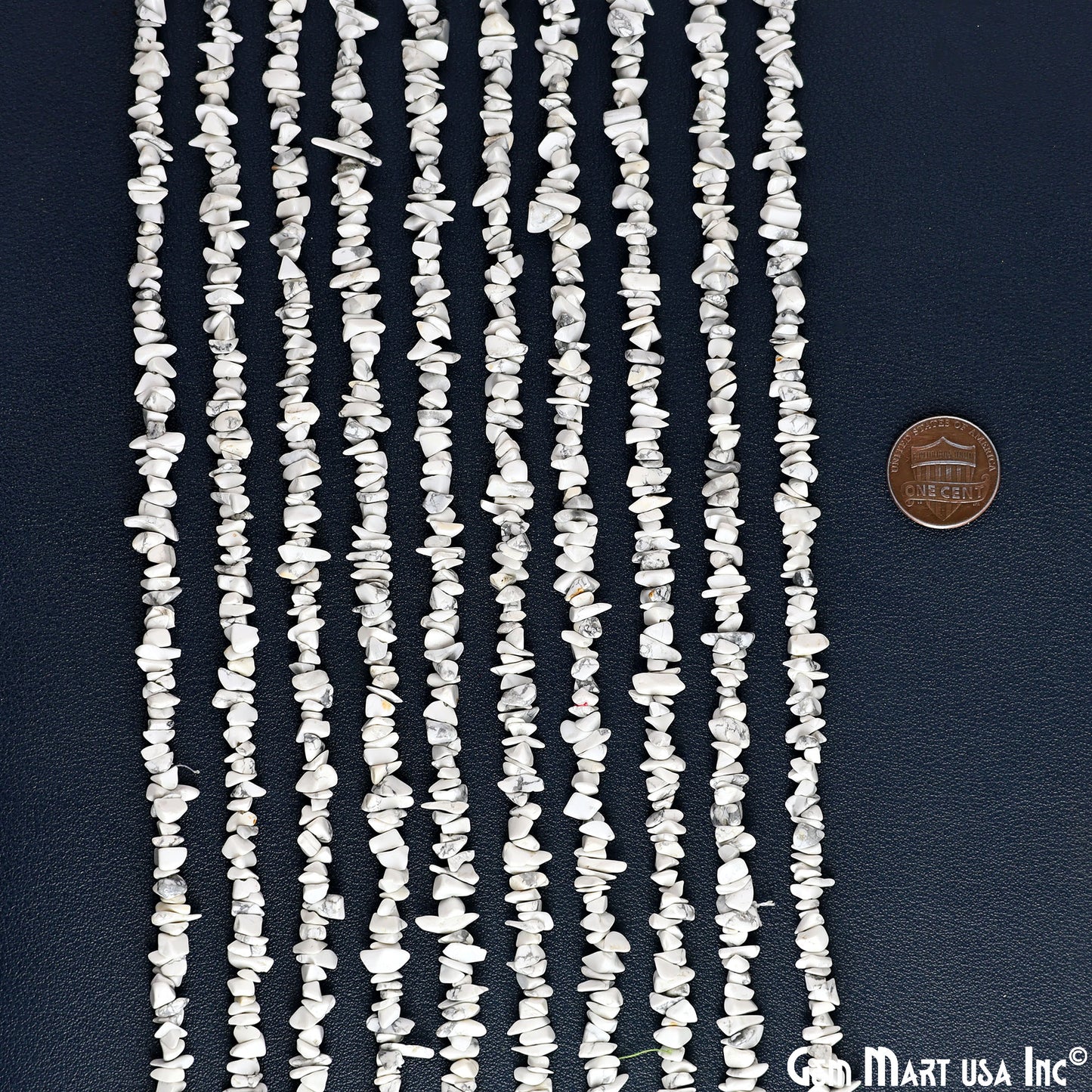 Howlite Chip Beads, 34 Inch, Natural Chip Strands, Drilled Strung Nugget Beads, 3-7mm, Polished, GemMartUSA (CHHW-70001)