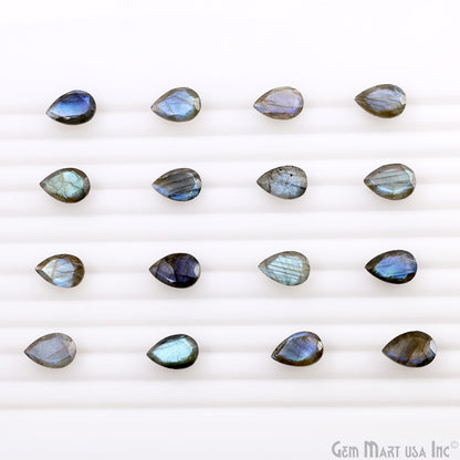 Labradorite Wholesale Gemstones, 100% Natural Semi-Precious Gems, Blue Flash Faceted Loose Gems, 8x12mm, Pears, 4PC Lot