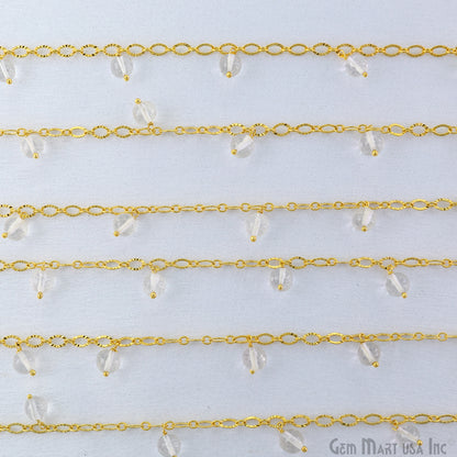 Crystal Smooth Beads Round Beads 5-6mm Gold Wire Wrapped Dangle Rosary Chain