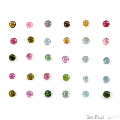 Multi Tourmaline Wholesale Gemstones, 100% Natural Semi-Precious Gems, Multi Color Cabochons Loose Gems, 4mm, Round, 5 Carats