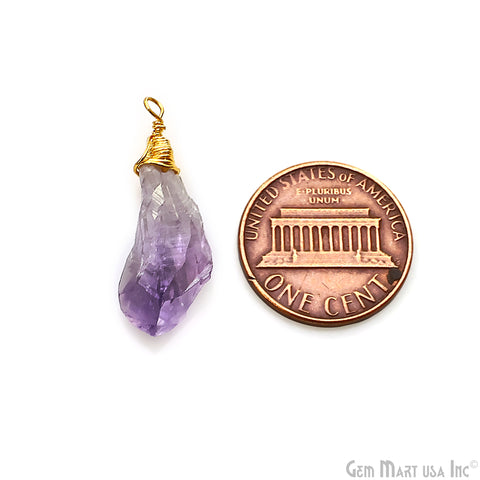 Rough Amethyst Free Form 32x8mm Gold Electroplated Connector