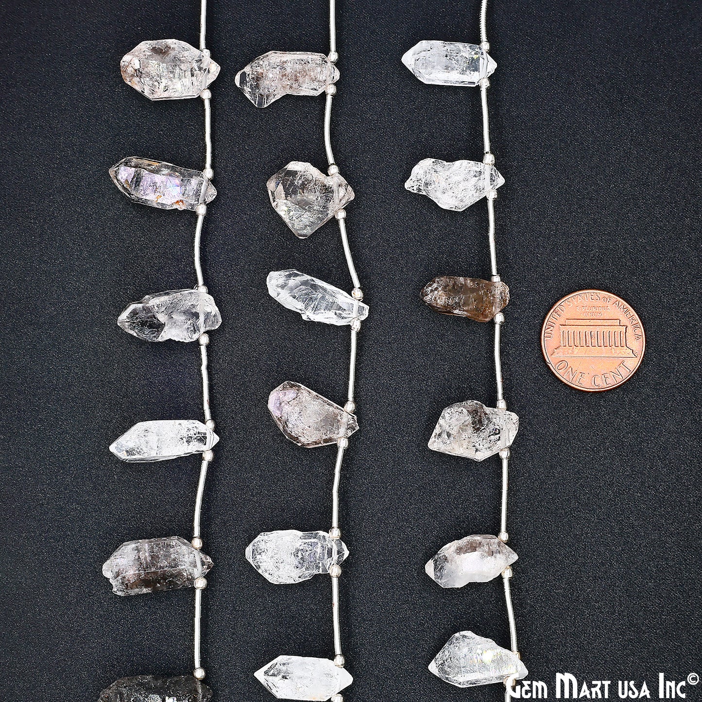 Herkimer Diamond Rough Beads, 9.5 Inch Gemstone Strands, Drilled Strung Briolette Beads, Free Form, 12x20mm