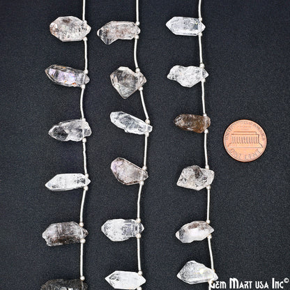 Herkimer Diamond Rough Beads, 9.5 Inch Gemstone Strands, Drilled Strung Briolette Beads, Free Form, 12x20mm