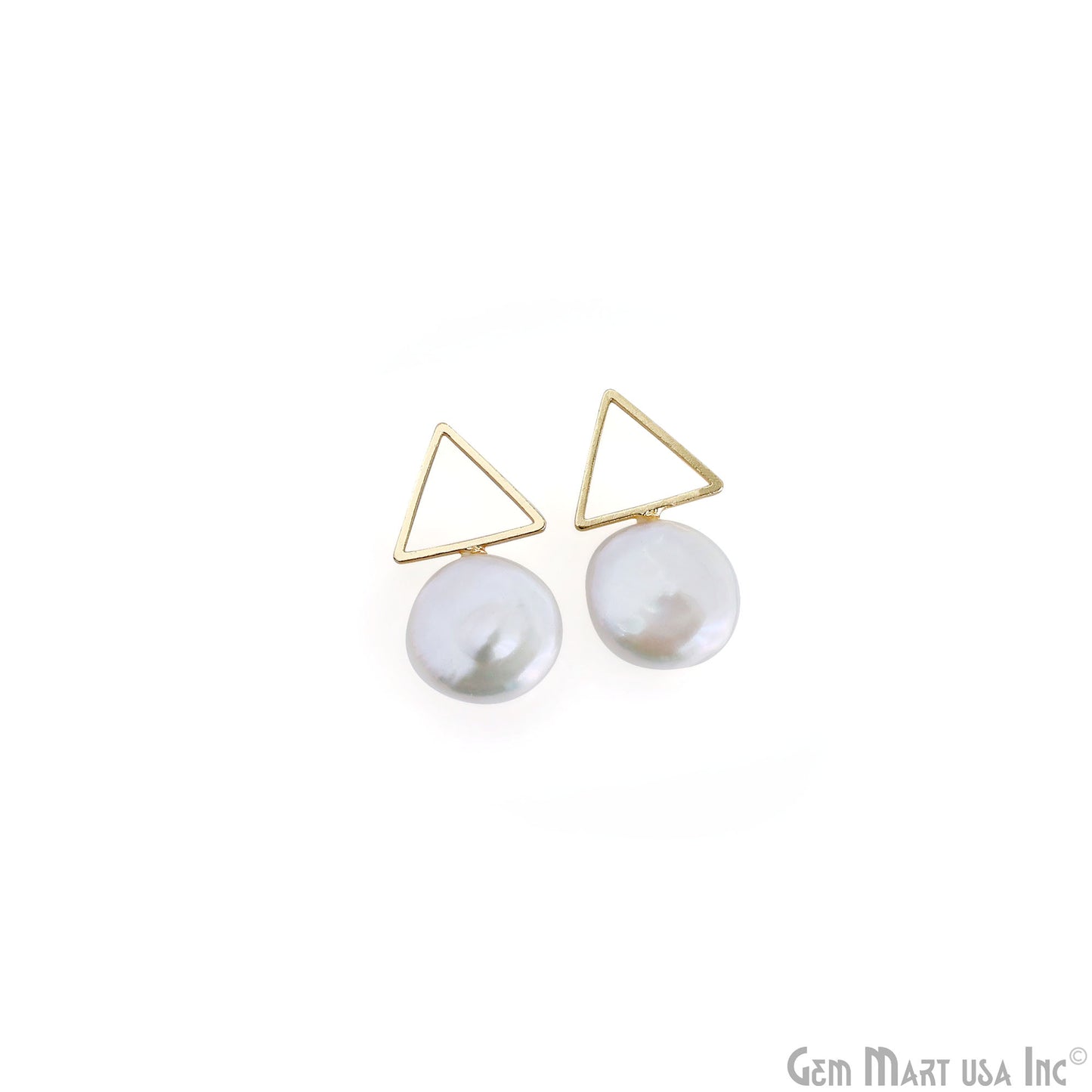 DIY Freshwater Baroque Pearl Charm Gold Triangle Loop 28x15mm 1pair