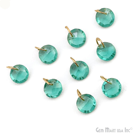 Round Faceted 8x6mm Gold Plated Single Bail Wire Loop Glass Stone Pendant Connector Charm