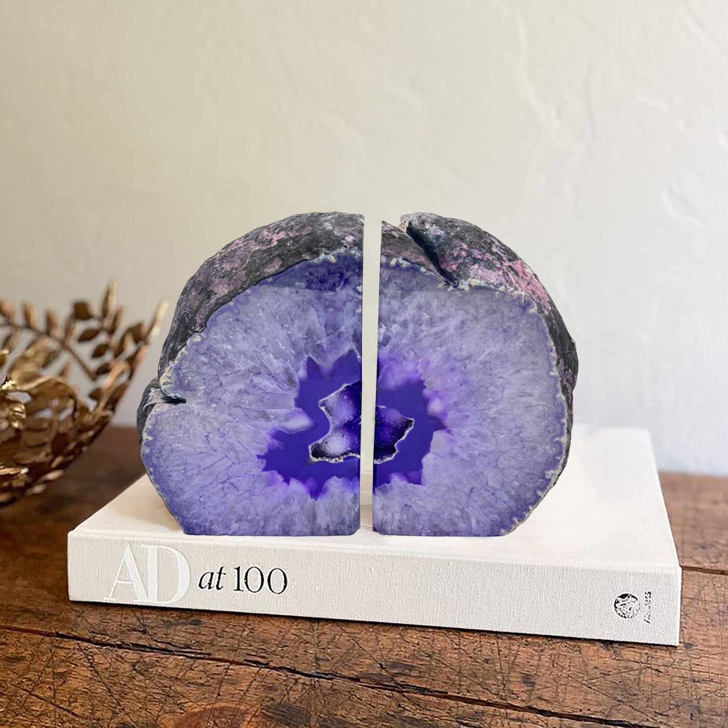 Natural Purple Agate Geode Bookend Pair (2-4lbs, 4-6inch) Home Decor *Ships Free