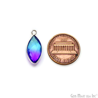 Doublet Aura Quartz 8x16mm Marquise Single Bail Silver Bezel Connector