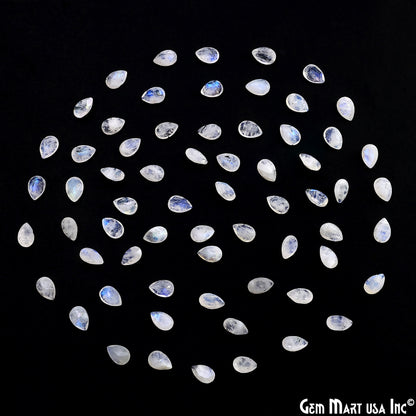 Rainbow Moonstone Wholesale Gemstones, 100% Natural Semi-Precious Gems, Rainbow Cabochons Loose Gems, 6x9mm, Pears, 10PC