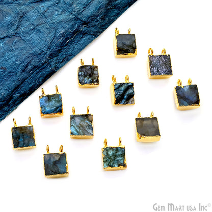 Gemstone Square 14x10mm Cat Bail Gold Electroplated Connectors