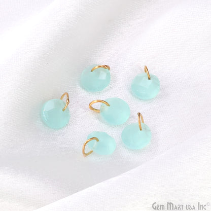 Round Faceted 8x6mm Gold Plated Single Bail Wire Loop Glass Stone Pendant Connector Charm