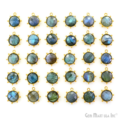 Round 17x15mm Design Bezel Gold Plated Single Bail Gemstone Connector