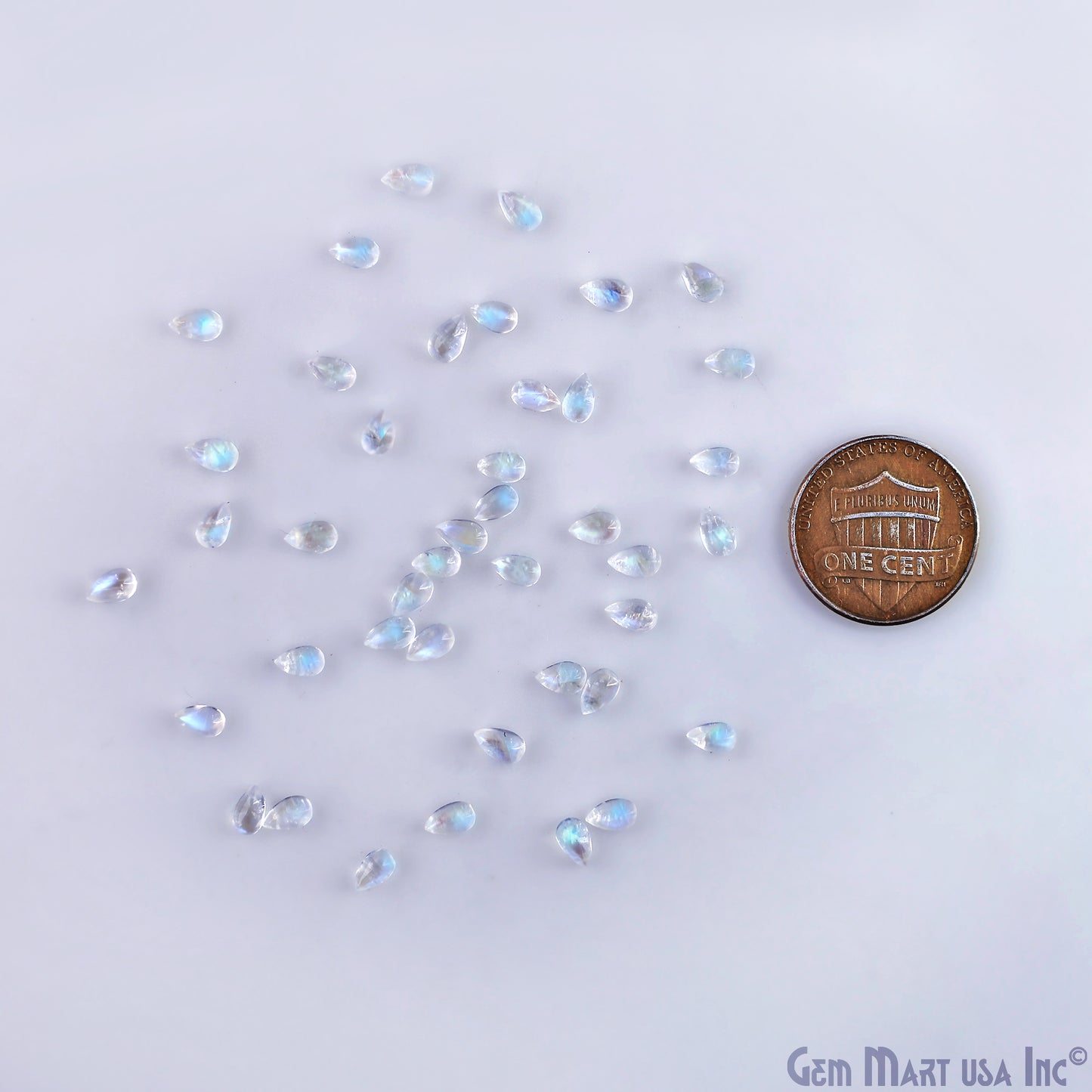 Rainbow Moonstone Wholesale Gemstones, 100% Natural Semi-Precious Gems, Rainbow Cabochons Loose Gems, 3x5mm, Pear, 5 Carats