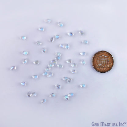 Rainbow Moonstone Wholesale Gemstones, 100% Natural Semi-Precious Gems, Rainbow Cabochons Loose Gems, 3x5mm, Pear, 5 Carats
