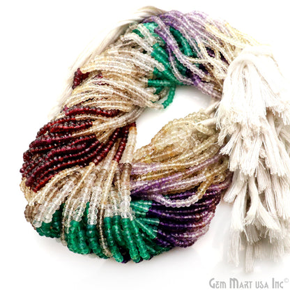 Gemstone Rondelle Bead Strands, Round Faceted, Polished Beads, Handmade Rondelle Beads, 12.5-inch, 3-4mm Round Strands for DIY Jewelry Making
