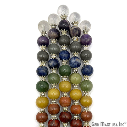 7 Chakra Round Crystal Wand 7-Inch,18mm Tumbled Stones with Crystal Ball for Spiritual Healing, Energy Balancing & Aura Cleansing