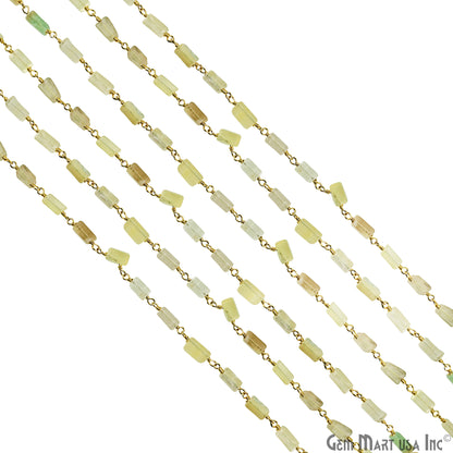 Fluorite Tumble Beads 6x4mm Gold Plated Wire Wrapped Rosary Chain