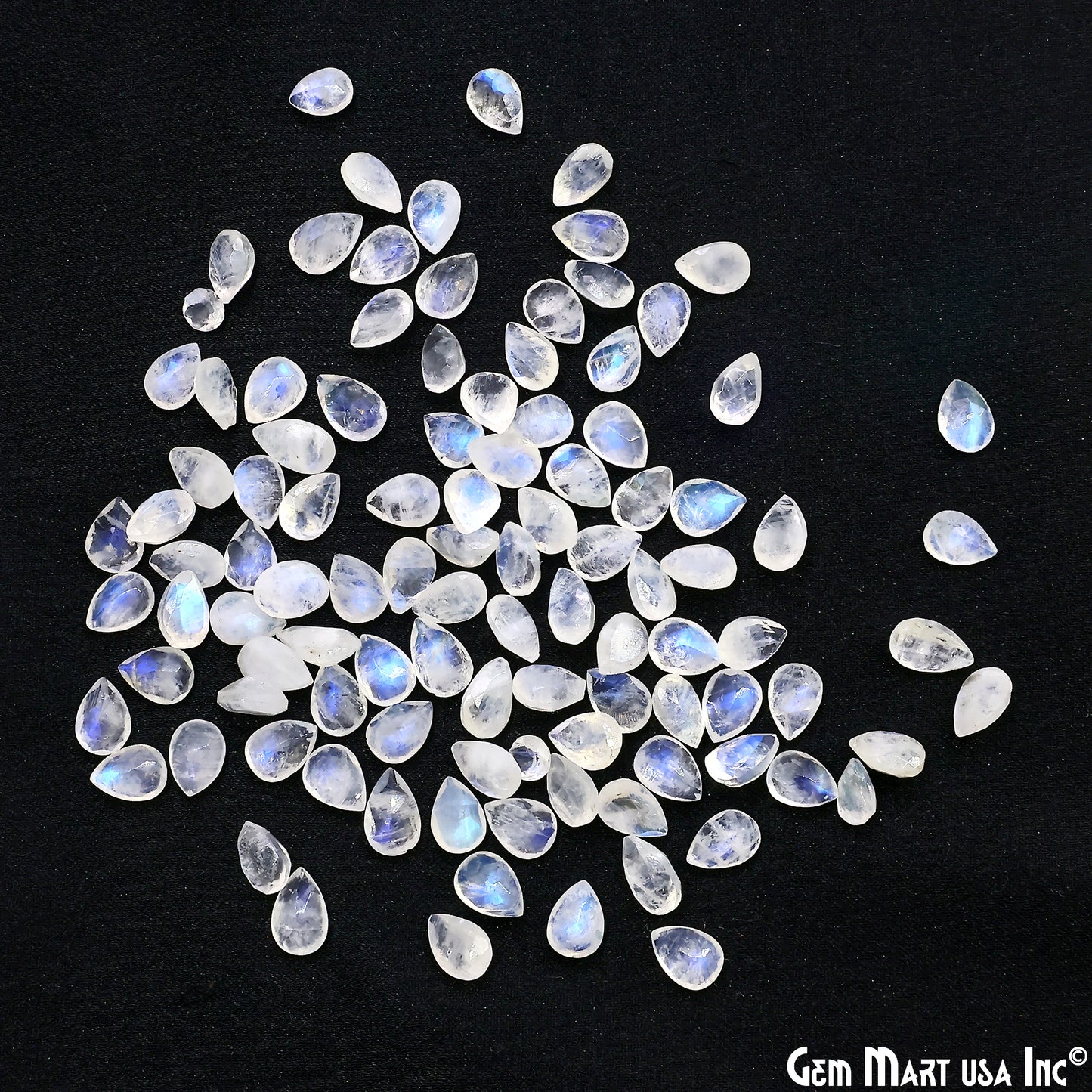 Rainbow Moonstone Wholesale Gemstones, 100% Natural Semi-Precious Gems, Rainbow Cabochons Loose Gems, 7x5mm, Pears, 10PC