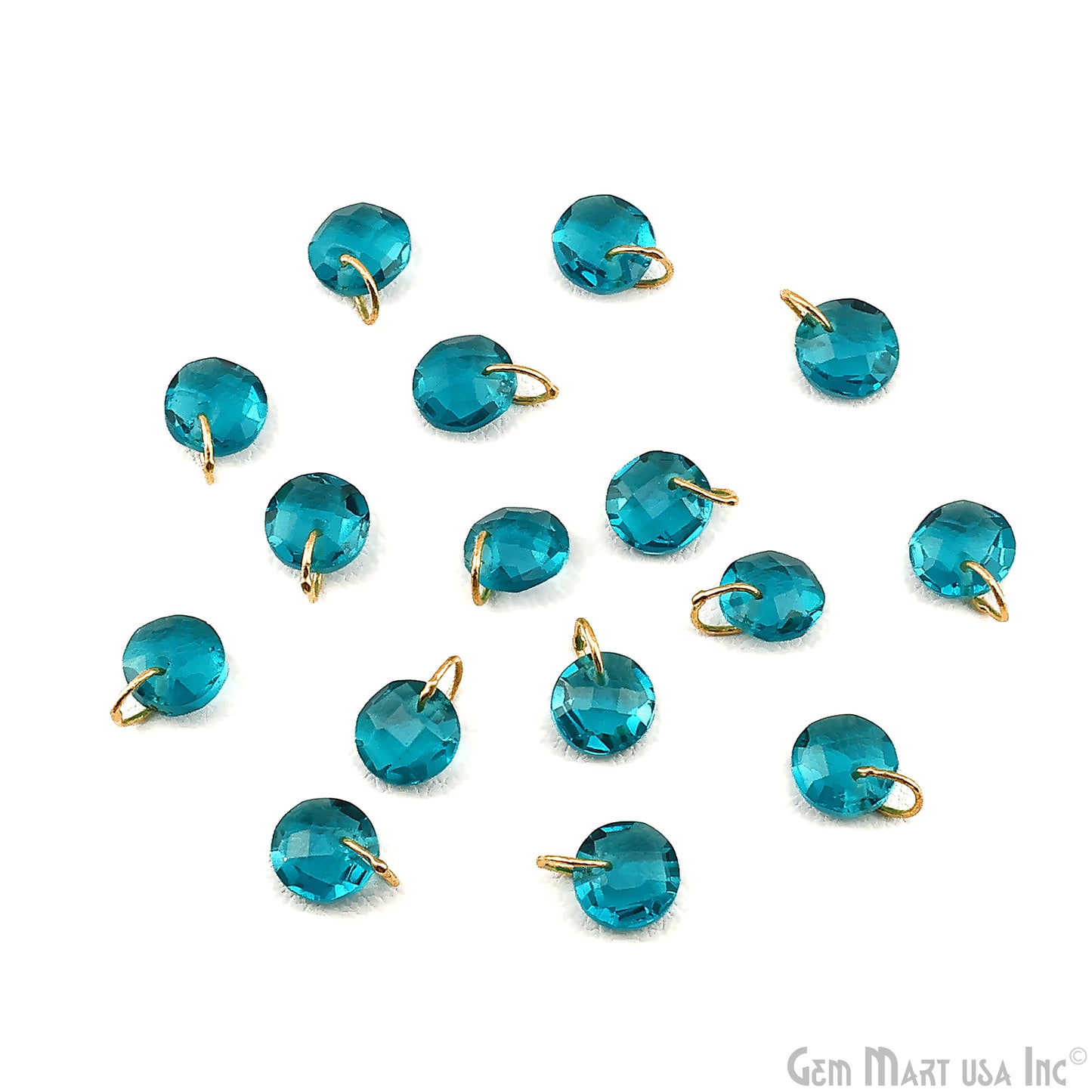 Round Faceted 8x6mm Gold Plated Single Bail Wire Loop Glass Stone Pendant Connector Charm