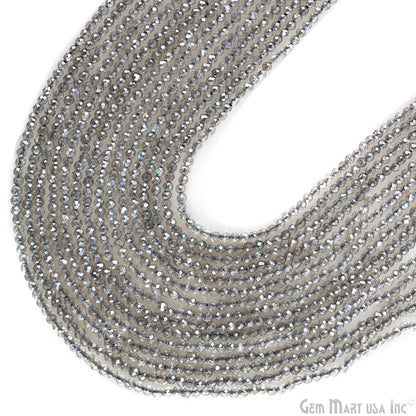 Mystique Labradorite Rondelle Beads, 12-13 Inch Gemstone Strands, Drilled Strung Nugget Beads, Faceted Round, 1.5-2mm