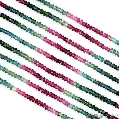 Multi Tourmaline Rondelle Beads, 13 Inch Gemstone Strands, Drilled Strung Nugget Beads, Faceted Round, 2.5-3mm