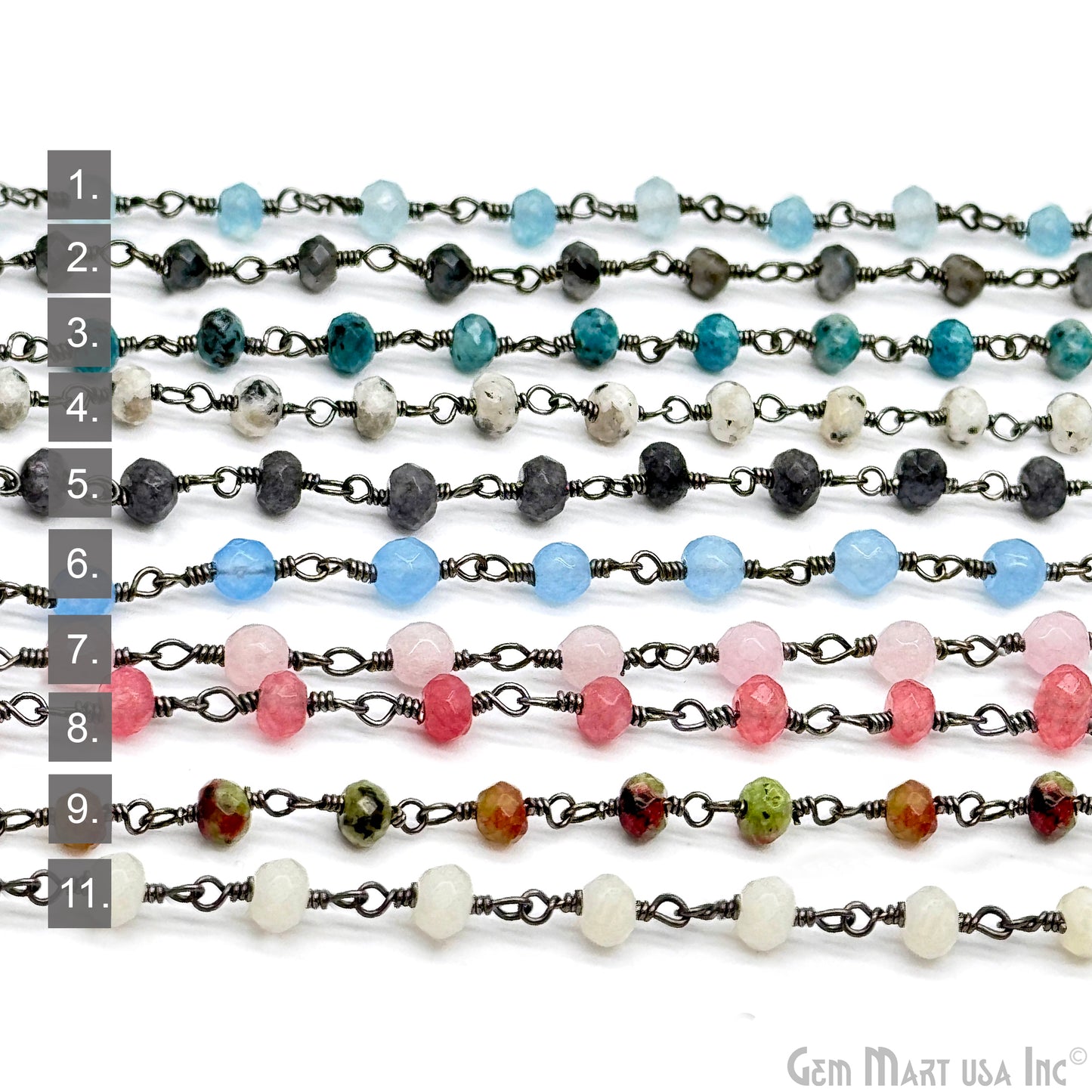 Dyed Jade Bead Faceted Crystal Rondelle Rosary Chain Black Plating, 4mm, 1+ ft