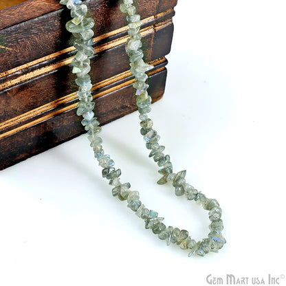 Labradorite Chip Beads, 34 Inch, Natural Chip Strands, Drilled Strung Nugget Beads, 3-7mm, Polished, GemMartUSA (CHLB-70001)