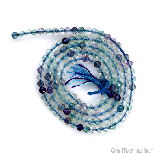 Blue Flourite Rondelle Beads, 12-13 Inch Gemstone Strands, Drilled Strung Nugget Beads, Faceted Round, 2-2.5mm