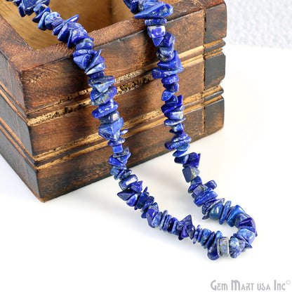 Lapis Chip Beads, 34 Inch, Natural Chip Strands, Drilled Strung Nugget Beads, 3-7mm, Polished, GemMartUSA (CHLP-70001)