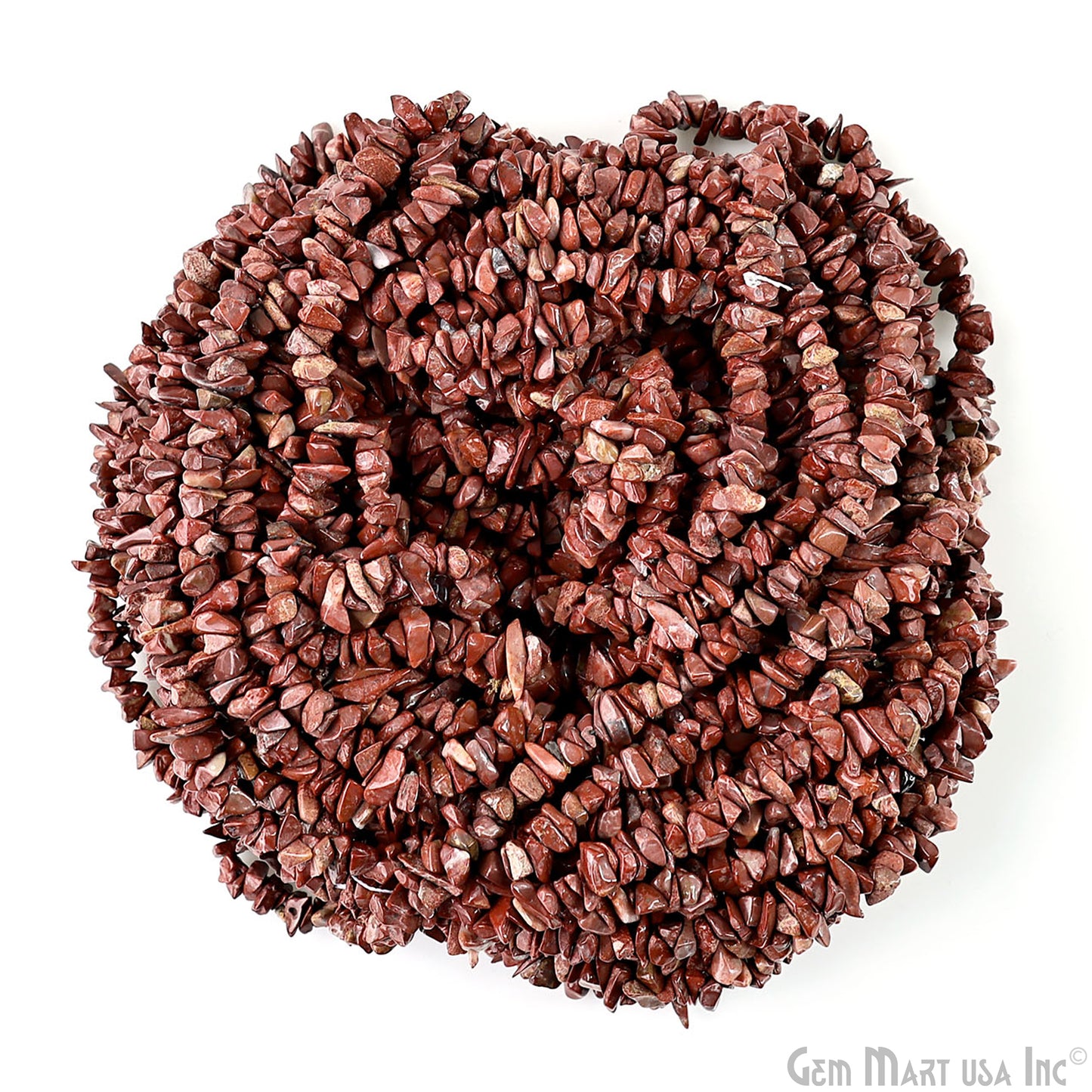 Red Jasper Chip Beads, 34 Inch, Natural Chip Strands, Drilled Strung Nugget Beads, 3-7mm, Polished, GemMartUSA (CHRJ-70001)