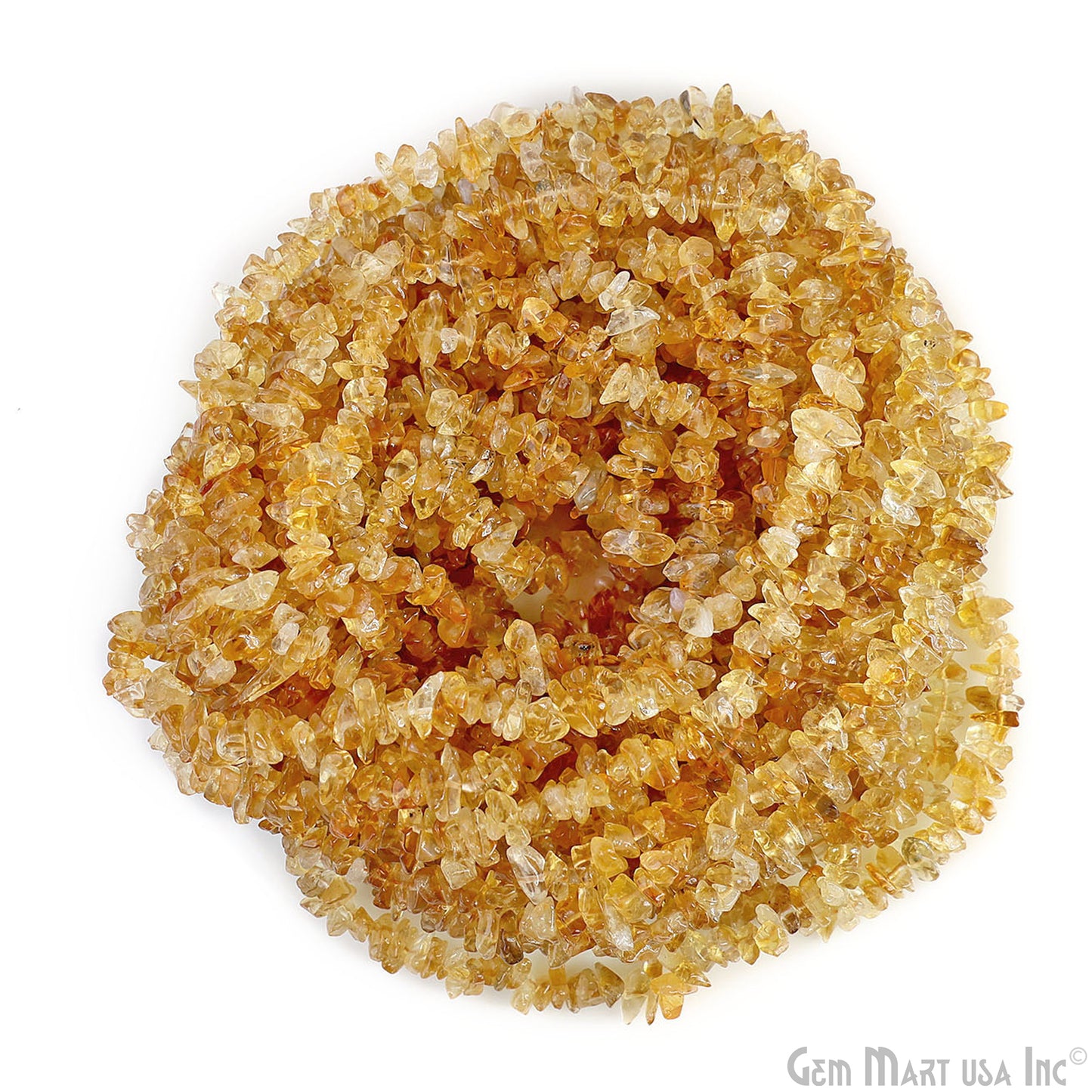 Citrine Chip Beads, 34 Inch, Natural Chip Strands, Drilled Strung Nugget Beads, 3-7mm, Polished, GemmartUSA (CHCI-70001)
