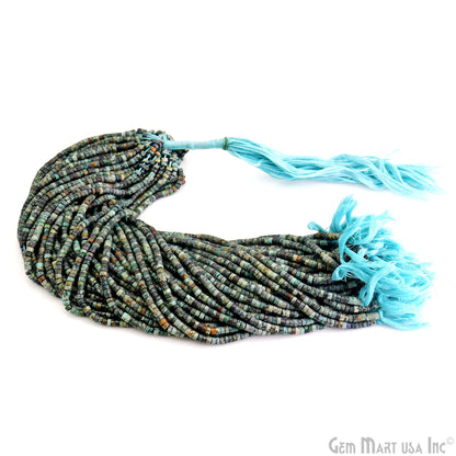 African Turquoise Rondelle Beads, 13 Inch Gemstone Strands, Drilled Strung Nugget Beads, Faceted Round, 4mm