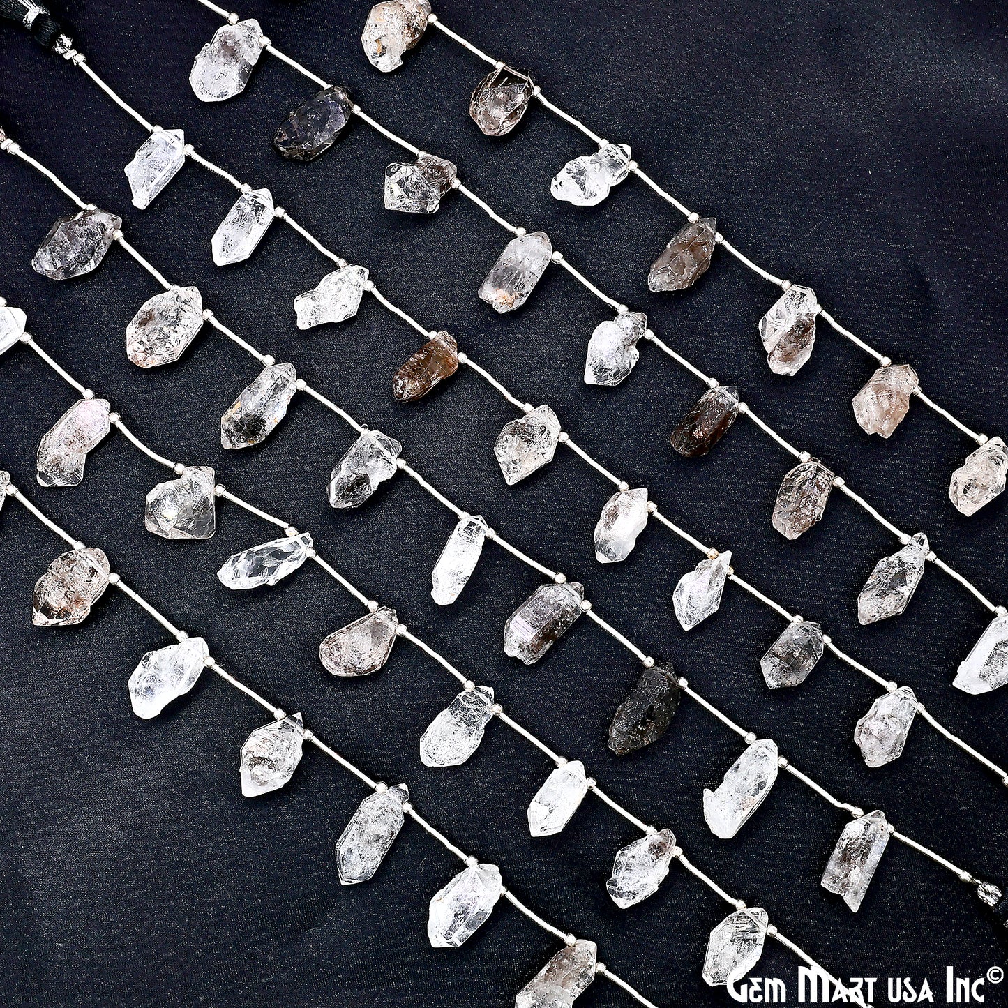 Herkimer Diamond Rough Beads, 9.5 Inch Gemstone Strands, Drilled Strung Briolette Beads, Free Form, 12x20mm