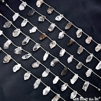 Herkimer Diamond Rough Beads, 9.5 Inch Gemstone Strands, Drilled Strung Briolette Beads, Free Form, 12x20mm