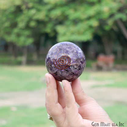 Amethyst Healing Gemstone Sphere 2" - Reiki Meditation Ball, Chakra Balancing, Orgone Energy, Spiritual Healing, Home Decor